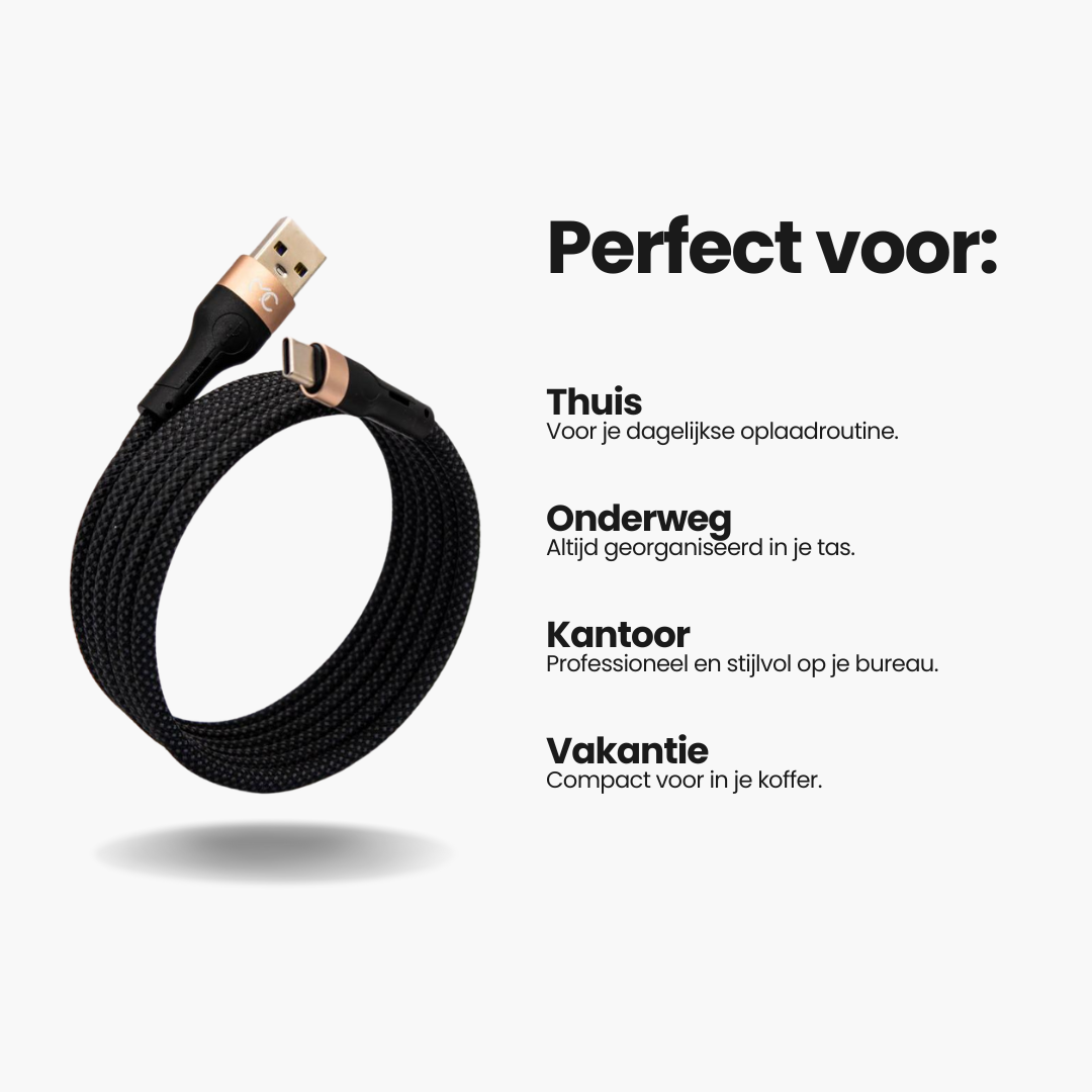 Ontdek de USB-C kabel van MagCable! Deze magnetische USB-A naar USB-C kabel biedt een knoopvrij ontwerp, razendsnel opladen en is geschikt voor Apple, Samsung, LG, Huawei. Duurzaam en ideaal voor dagelijks gebruik, thuis, werk of onderweg. Kies voor premium kwaliteit en bestel vandaag nog!
