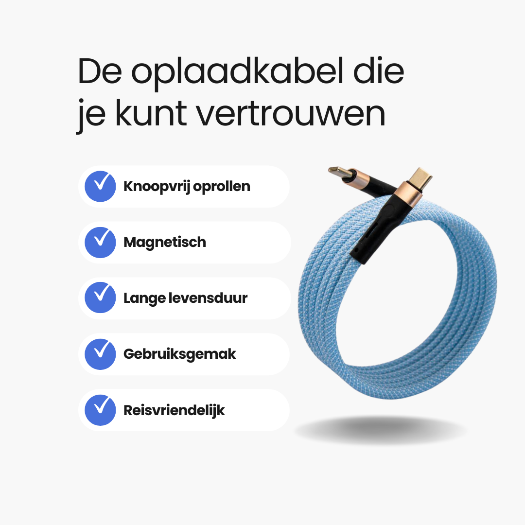 Ontdek het USB Type-C USB-C oplaadsnoer van MagCable! Deze magnetische USB-C naar USB-C kabel biedt een knoopvrij ontwerp, razendsnel opladen en is geschikt voor Apple, Samsung, LG, Huawei. Duurzaam en ideaal voor dagelijks gebruik, thuis, werk of onderweg. Kies voor premium kwaliteit en bestel vandaag nog!