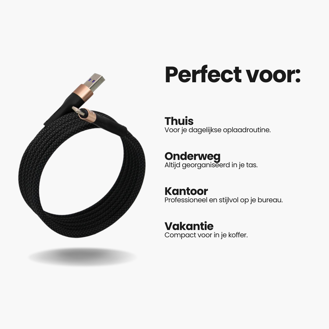 Ontdek het iPhone oplaadsnoer van MagCable! Deze magnetische USB-A naar Lightning kabel biedt een knoopvrij ontwerp, razendsnel opladen en is geschikt voor Apple producten, zoals iPhone, iPad, MacBook. Duurzaam en ideaal voor dagelijks gebruik, thuis, werk of onderweg. Kies voor premium kwaliteit en bestel vandaag nog!